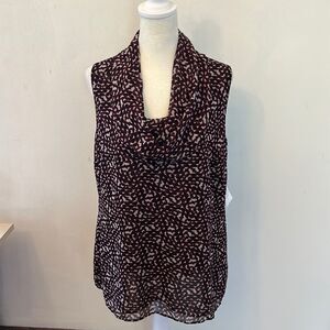 CABI Sakura red sheer sleeveless lattice blouse Size M New